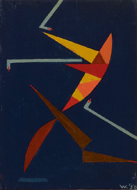 Nicolaas Warb | Rien n'est réel, olieverf op paneel, 19,6 x 14,2 cm, gesigneerd r.o. met initiaal en gedateerd '50