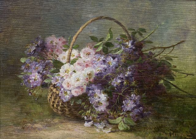 Louis Letsch | Trosrozen in een mand, olieverf op doek, 46,5 x 66,3 cm, gesigneerd r.o.