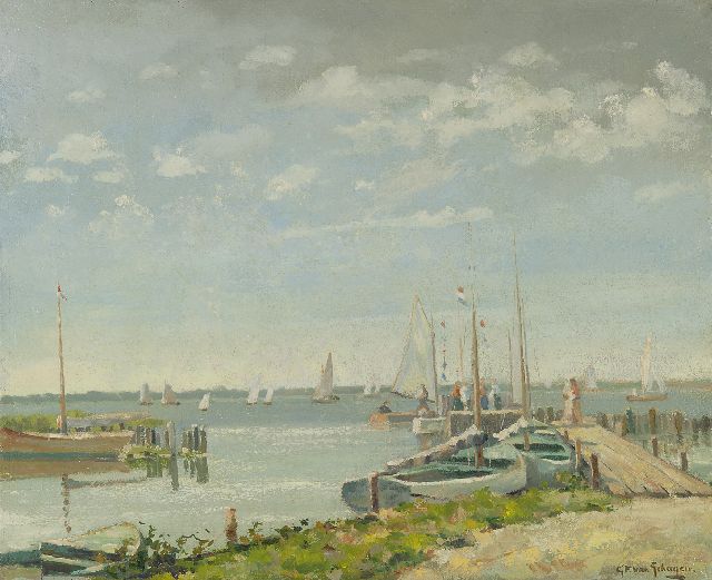 Gerbrand Frederik van Schagen | Jachthaven aan de Loosdrechtse Plassen, olieverf op doek, 45,2 x 55,0 cm, gesigneerd r.o.