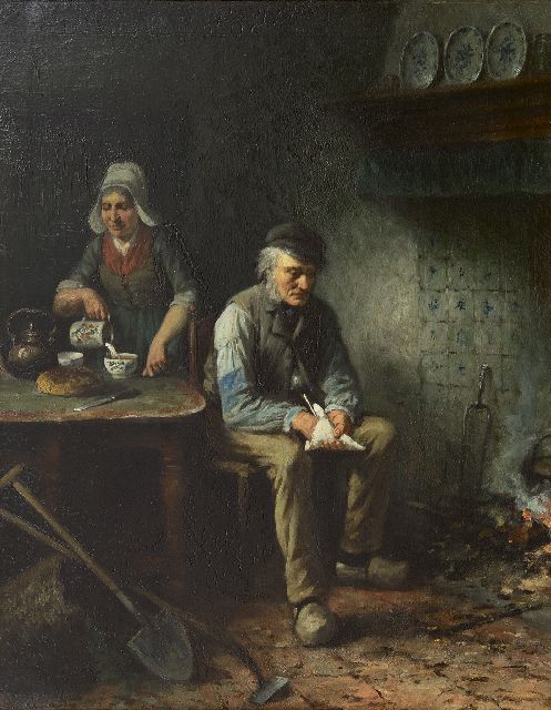 Jan Damschreuder | Na gedane arbeid, olieverf op doek, 67,4 x 54,4 cm, gesigneerd l.o. en zonder lijst