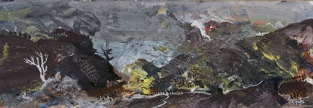 Charles Eyck | Heuvellandschap, gouache op papier, 12,7 x 35,6 cm, gesigneerd r.o.