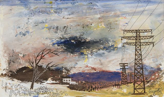 Charles Eyck | Heuvellandschap, gouache op papier, 17,8 x 29,5 cm, gesigneerd r.o.
