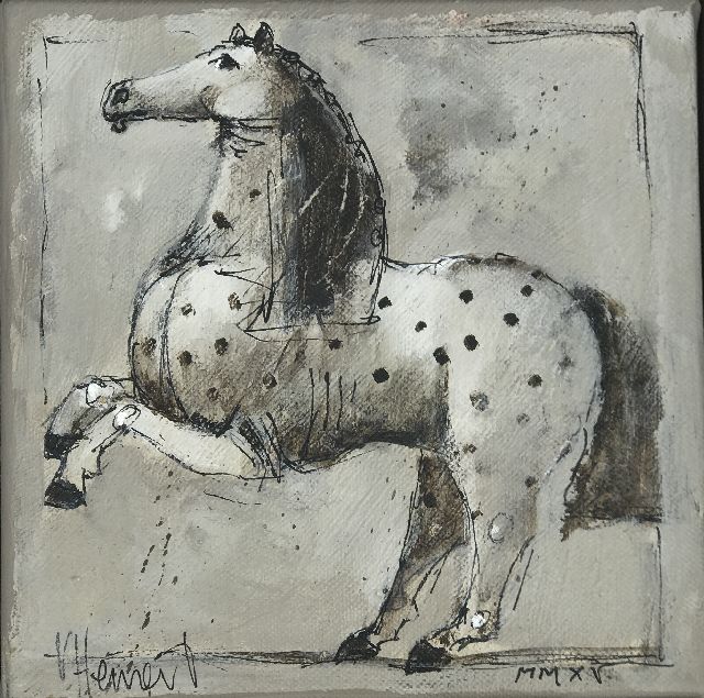 Evert van Hemert | Cavallucci 2, acryl op doek, 20,0 x 20,0 cm, gesigneerd l.o. en gedateerd MMXV (2015)