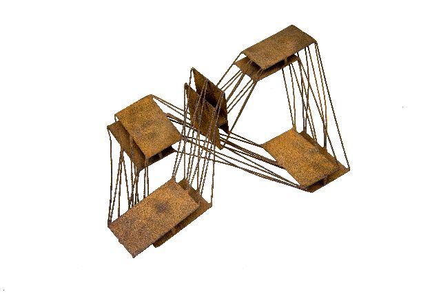 Visser C.N.  | Abstract, geoxideerd ijzer 18,0 x 59,5 cm, te dateren ca. 1956