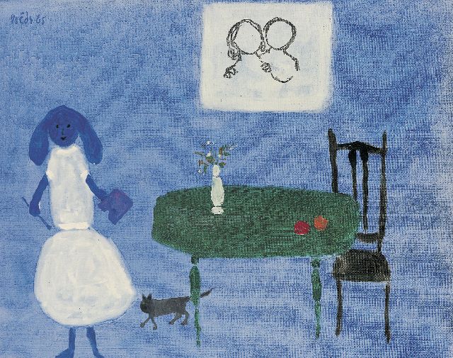 Jan Roëde | La femme peintre, olieverf op doek, 46,5 x 61,5 cm, gesigneerd l.b. en gedateerd '65