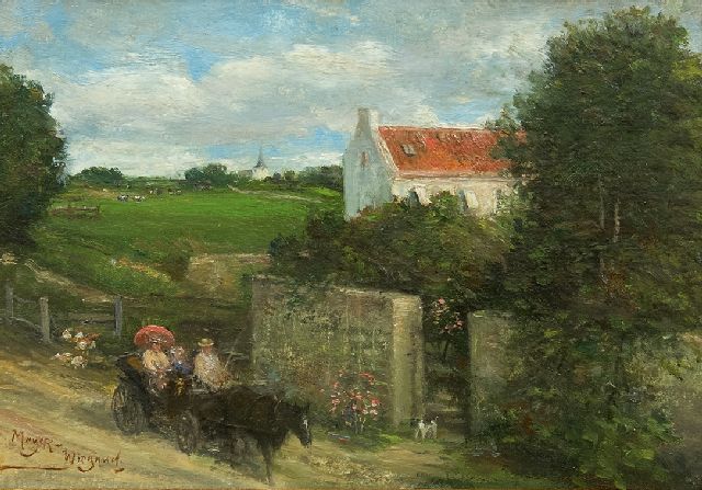 Rolf Dieter Meyer-Wiegand | Zondagse rit met de calèche, olieverf op paneel, 14,0 x 20,1 cm, gesigneerd l.o.