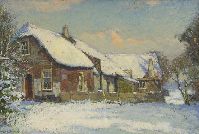 Louis Soonius | Boerderij in winterlandschap, olieverf op doek, 35,5 x 50,4 cm, gesigneerd l.o.