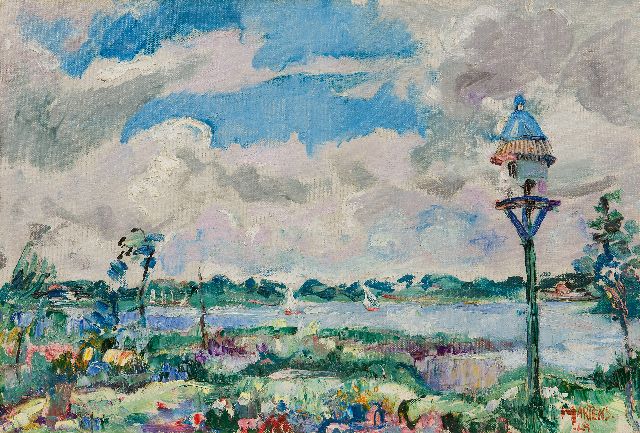George Martens | Zeilboten op het Paterswoldsemeer, olieverf op doek, 34,6 x 51,0 cm, gesigneerd r.o. en gedateerd '29