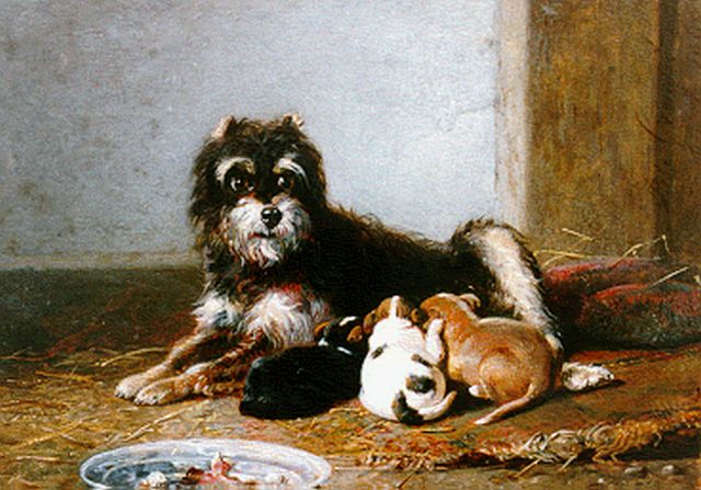 Bernard te Gempt | Een goede moeder, olieverf op paneel, 17,7 x 23,1 cm, gesigneerd r.b. en gedateerd 1860
