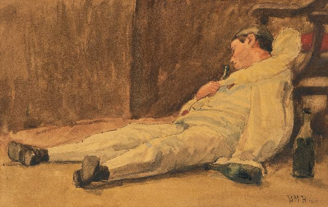 Hendrikus Matheus Horrix | Pierrot's droom, krijt en aquarel op papier, 27,6 x 42,6 cm, gesigneerd r.o.
