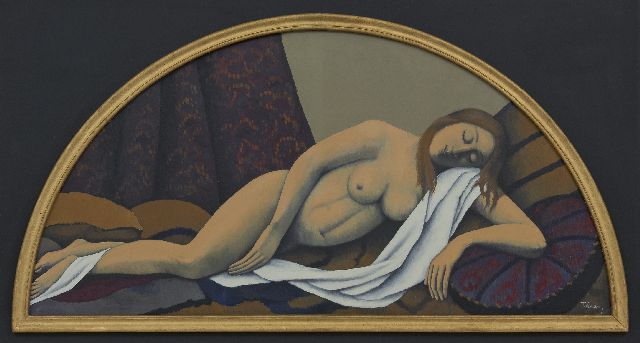 Tobeen | Nu couché, olieverf op board, 41,8 x 84,5 cm, gesigneerd r.o. en te dateren na 1920