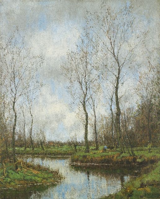 Arnold Gorter | Houthakker bij de Vordense Beek, olieverf op doek, 50,5 x 40,4 cm, gesigneerd r.o.