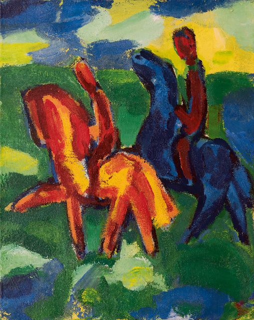 Gerrit Benner | Twee ruiters, olieverf op doek, 74,9 x 60,0 cm, gesigneerd verso