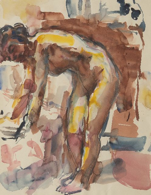 Johan Dijkstra | Modelavond, aquarel op papier, 55,5 x 44,0 cm