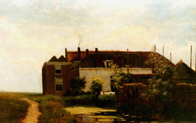 Jan Hendrik Weissenbruch | Boerderij aan de vaart in polderlandschap, papier op doek, 30,6 x 42,6 cm, gesigneerd r.o.