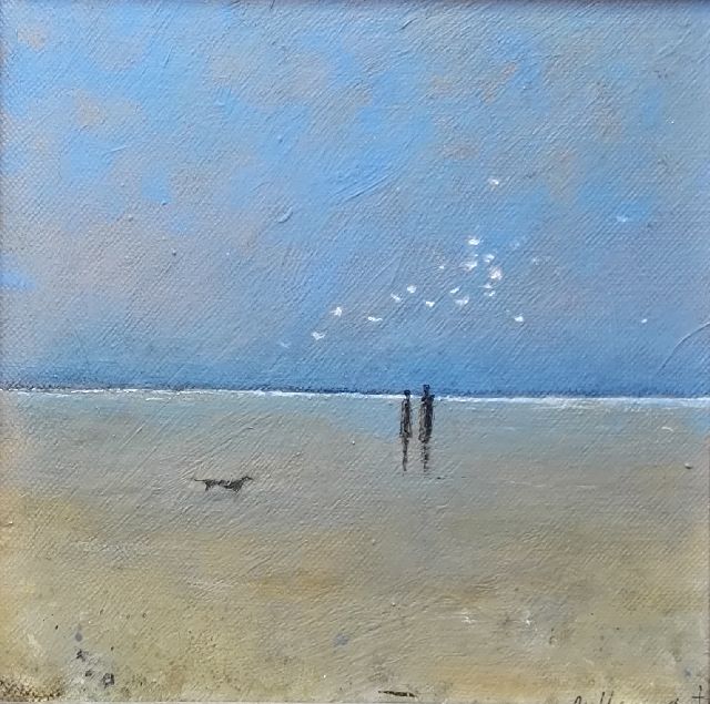 Evert van Hemert | Terschelling, acryl op doek, 20,1 x 20,2 cm, gesigneerd r.o. en op spieraam