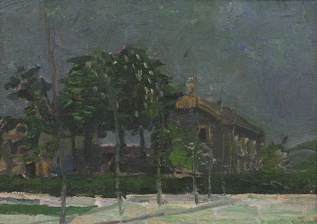 Harm Kamerlingh Onnes | Kastanjebomen, olieverf op board, 24,9 x 34,4 cm, gesigneerd r.o. met monogram en gedateerd '51