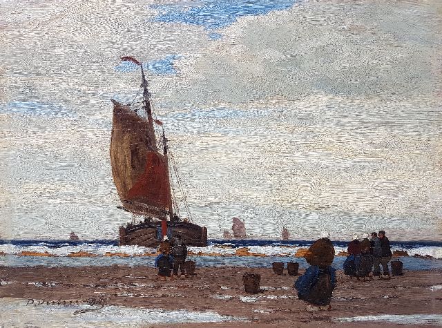 Peter Pulm | Binnenvarende bomschuiten, olieverf op paneel, 24,8 x 33,0 cm, gesigneerd l.o. en zonder lijst