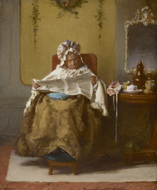 Alexander Hugo Bakker Korff | La Gazette du matin, olieverf op paneel, 15,0 x 12,6 cm, gesigneerd r.o. en gedateerd '68