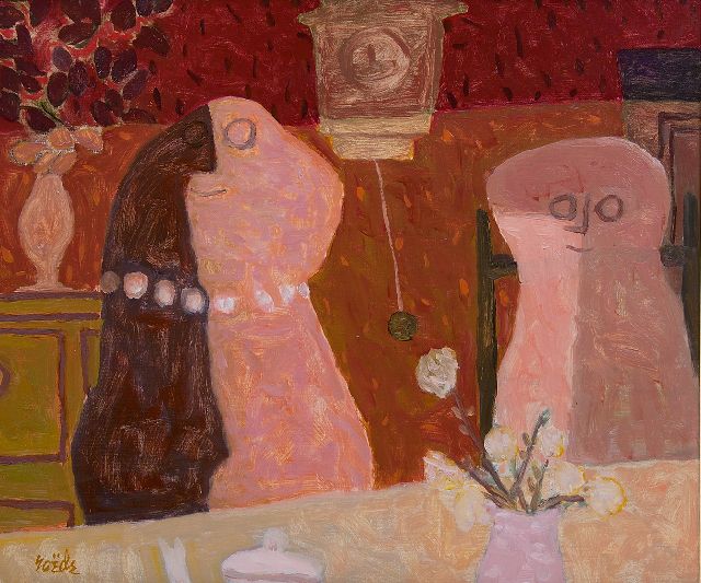 Jan Roëde | Zoals het klokje thuis tikt, olieverf op doek, 45,1 x 54,1 cm, gesigneerd l.o.