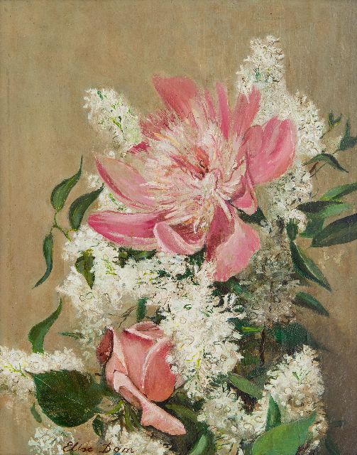 Elise Dom | Bloemstilleven, olieverf op paneel, 21,0 x 28,0 cm