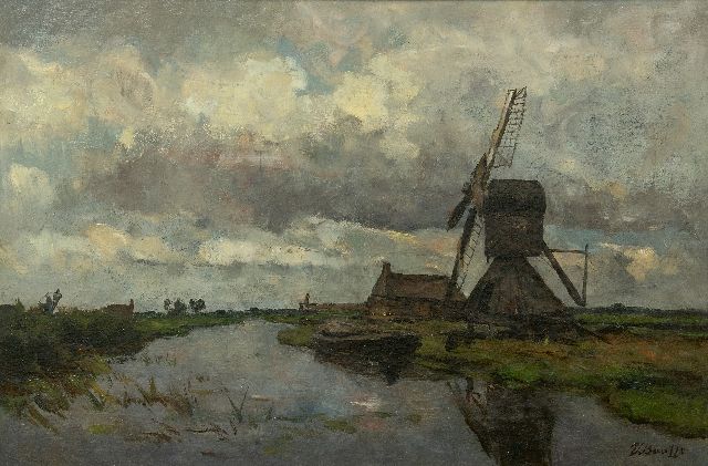 Victor Bauffe | Molen bij Blokzijl, olieverf op doek, 41,8 x 61,9 cm, gesigneerd r.o.