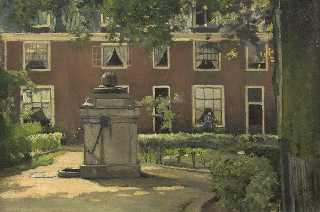 Willem Bastiaan Tholen | Een zonnig hofje, olieverf op doek, 40,1 x 60,7 cm, gesigneerd r.o.