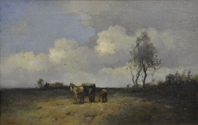 Aris Knikker | Landschap met zandschepper, olieverf op doek, 50,2 x 74,8 cm, gesigneerd l.o.