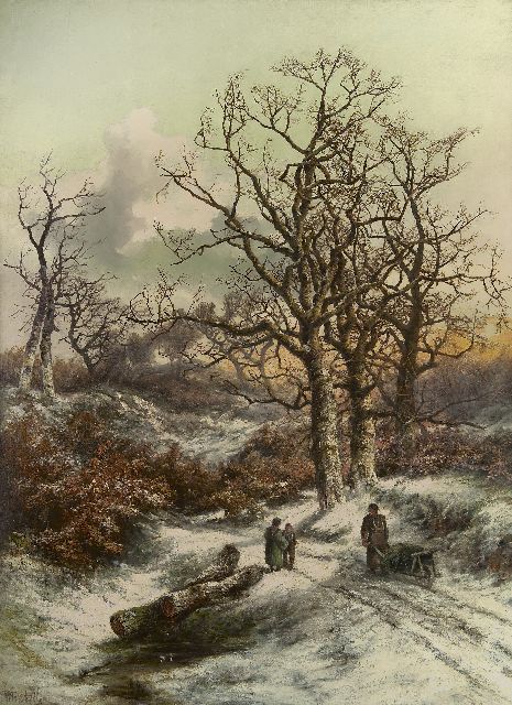 Marius Christiaan Middelbeek | Winters bosgezicht, olieverf op doek, 129,9 x 95,3 cm, gesigneerd l.o.