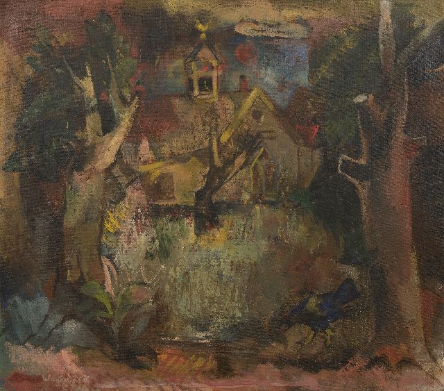 Jaap Wagemaker | 't Kerkje (Kerkje in Vijfhuizen), olieverf op doek, 71,5 x 81,5 cm, gesigneerd l.o. en te dateren vóór 1945