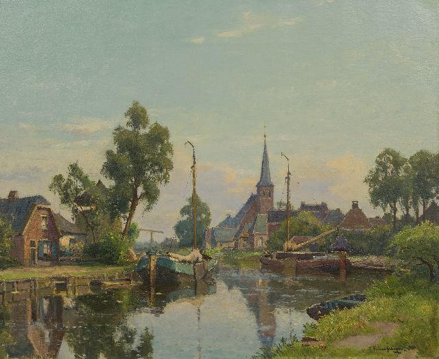 Gerbrand Frederik van Schagen | Zomers gezicht op Wartena, Friesland, olieverf op doek, 70,7 x 86,2 cm, gesigneerd r.o. en gedateerd '38