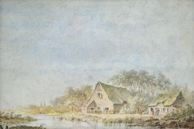 Barend Cornelis Koekkoek | Rivierlandschap, inkt en aquarel op papier, 18,6 x 27,7 cm, gesigneerd r.o.