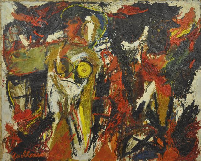 Guillaume Lo-A-Njoe | Kind geboren in de maand 'Vissen', olieverf op doek, 120,8 x 149,5 cm, gesigneerd l.o. en l.o.  en verso '61.