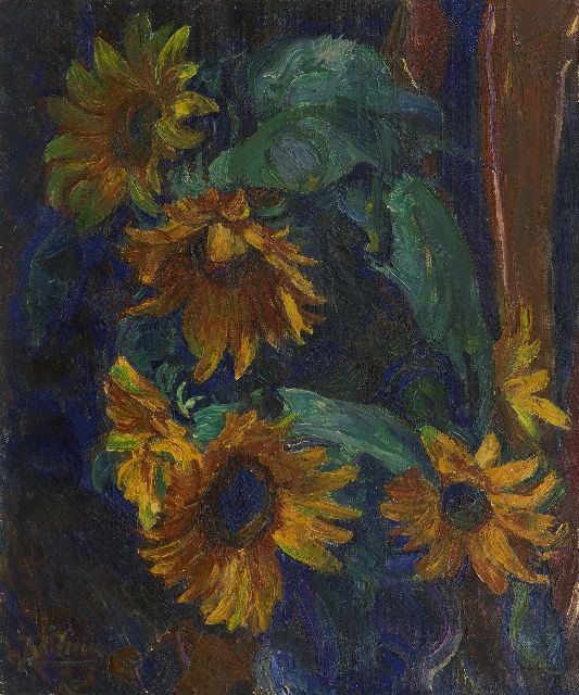 Jan Altink | Zonnebloemen, olieverf op doek, 56,5 x 46,5 cm, gesigneerd l.o.