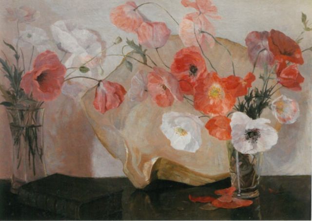 Johanna Haverkamp-Machwirth | Stilleven van klaprozen, olieverf op doek, 37,1 x 49,2 cm, gesigneerd l.o. en gedateerd '26