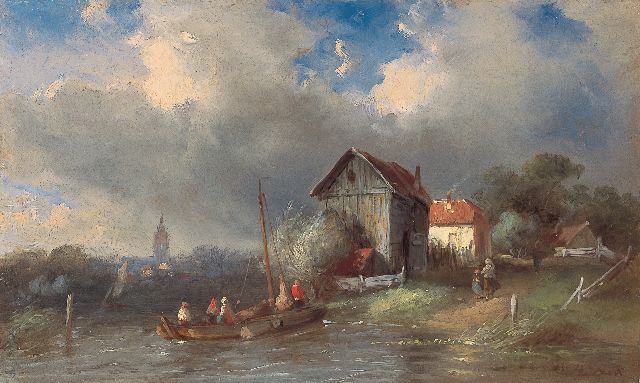 Charles Leickert | Overzetveer, olieverf op paneel, 15,3 x 25,5 cm, gesigneerd r.o.