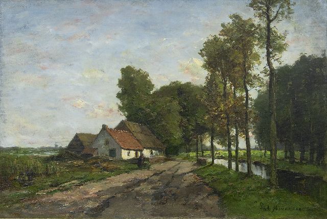 Frits Mondriaan | Landschap met hoeve aan een vaart, olieverf op doek, 43,0 x 63,5 cm, gesigneerd r.o.