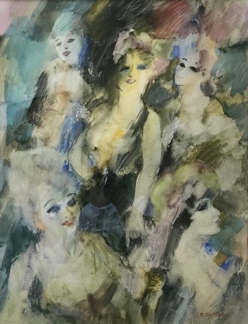 Buck R. de | Vrouwelijk schoon, aquarel op papier 65,0 x 50,0 cm, gesigneerd r.o.