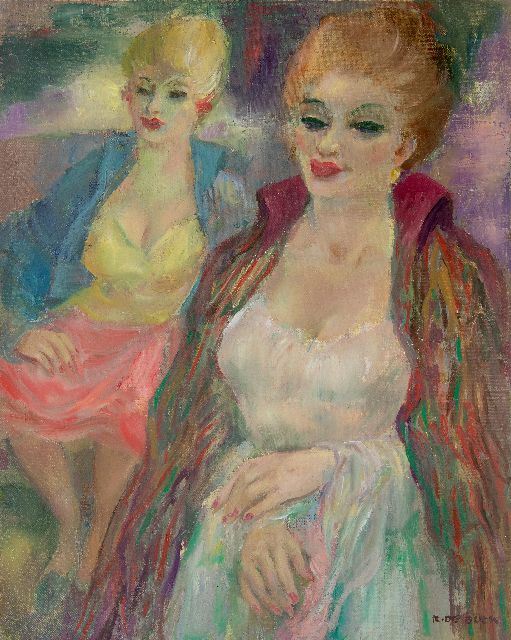 Raphaël de Buck | Twee vrouwen, olieverf op doek, 64,1 x 51,2 cm, gesigneerd r.o.
