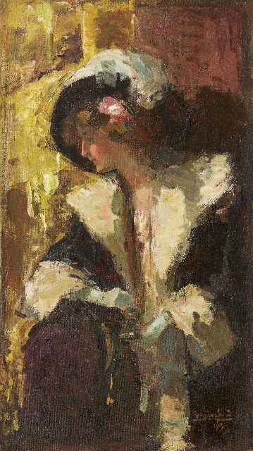 Rob Graafland | In het theater, olieverf op doek, 41,9 x 24,0 cm, gesigneerd r.o. en gedateerd 1913