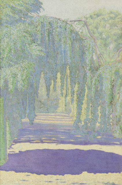 Harry van Mook | Zonnig laantje met blauweregen, olieverf op doek, 73,0 x 48,5 cm, gesigneerd r.o.