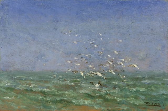 Félix Ziem | Les mouettes, olieverf op paneel, 22,1 x 33,5 cm, gesigneerd r.o.