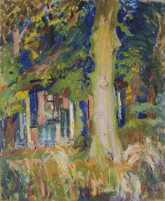 Jan Altink | Het atelierkoepeltje van Siep van den Berg aan het Sterrebos in Groningen, olieverf op doek, 60,0 x 50,2 cm, gesigneerd r.o. en gedateerd '51