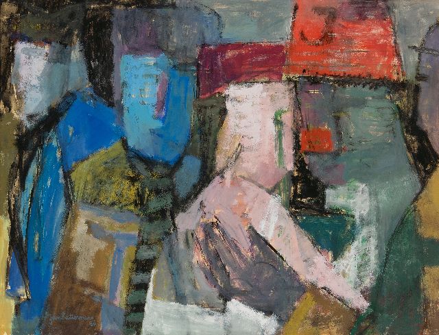 Jan Battermann | Het bal, gouache op papier, 46,7 x 62,0 cm, gesigneerd l.o. en gedateerd '56