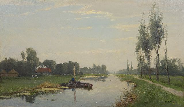 Gerbrand Frederik van Schagen | Vroege ochtend langs de vaart, olieverf op doek, 65,7 x 110,3 cm, gesigneerd r.o.