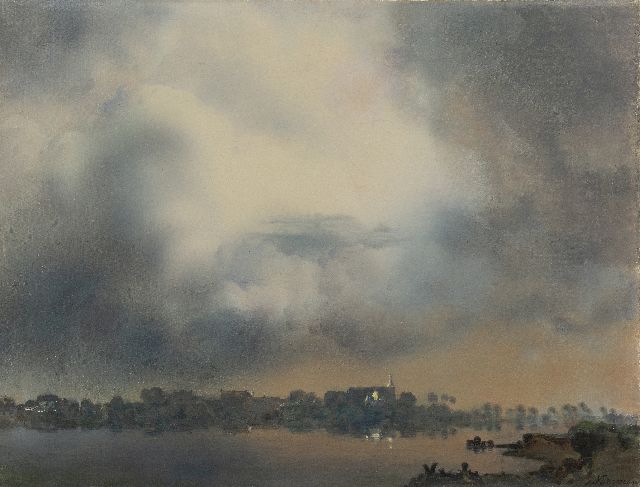 Jan Voerman sr. | Gezicht op Hattem, olieverf op doek, 52,0 x 68,0 cm, gesigneerd r.o.