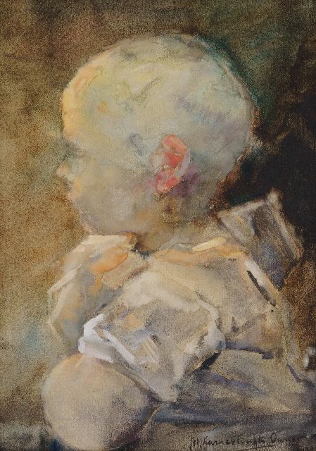 Menso Kamerlingh Onnes | Kinderportretje, aquarel op papier, 31,5 x 22,5 cm, gesigneerd r.o. en gedateerd 1889