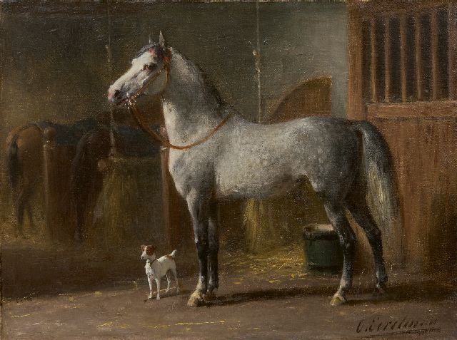 Otto Eerelman | Een schimmel op stal, olieverf op doek, 25,2 x 31,2 cm, gesigneerd r.o.