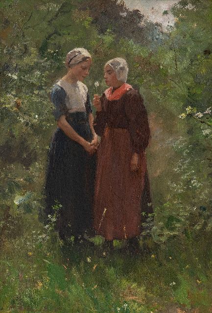 Albert Neuhuys | Hij houdt van me..., olieverf op paneel, 45,9 x 32,1 cm, gesigneerd l.o.