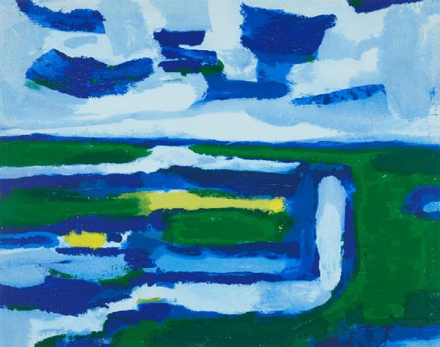 Benner G.  | Fries landschap, zeefdruk 41,8 x 52,8 cm, gesigneerd r.o. (in potlood) en te dateren ca. 1980